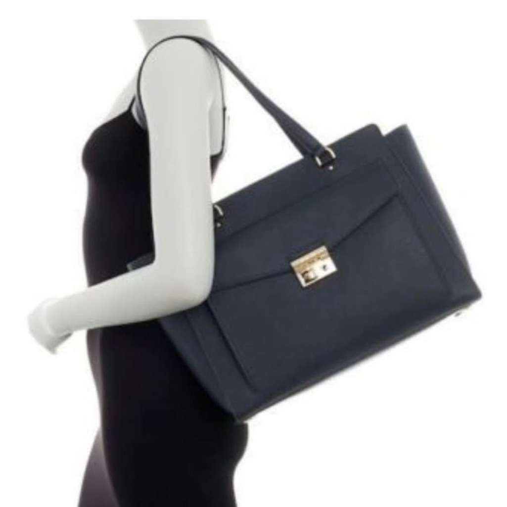 Michael Kors Gray Shoulder Bag With Gold Accents